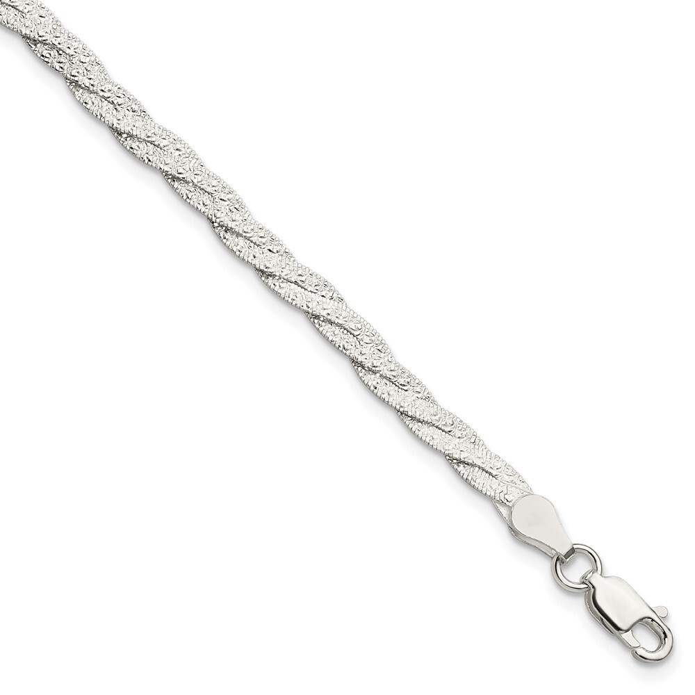 Kazi Luxury Sterling Silver Fancy Textured Reversible Braided Bracelet